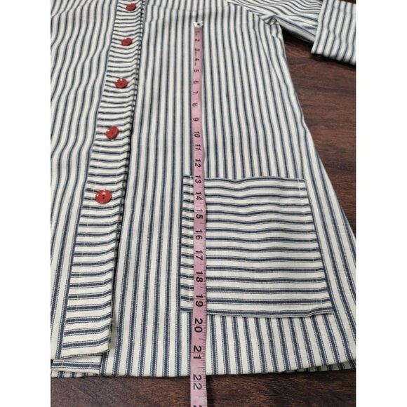 Vintage 70's Gertrude Davenport Striped Half Sleeve Buttoned Sleep Shirt Blue M - Picture 8 of 8